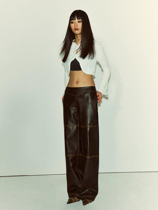 Gerade Hose aus Faux-Leder im Used-Look - Ansicht 2