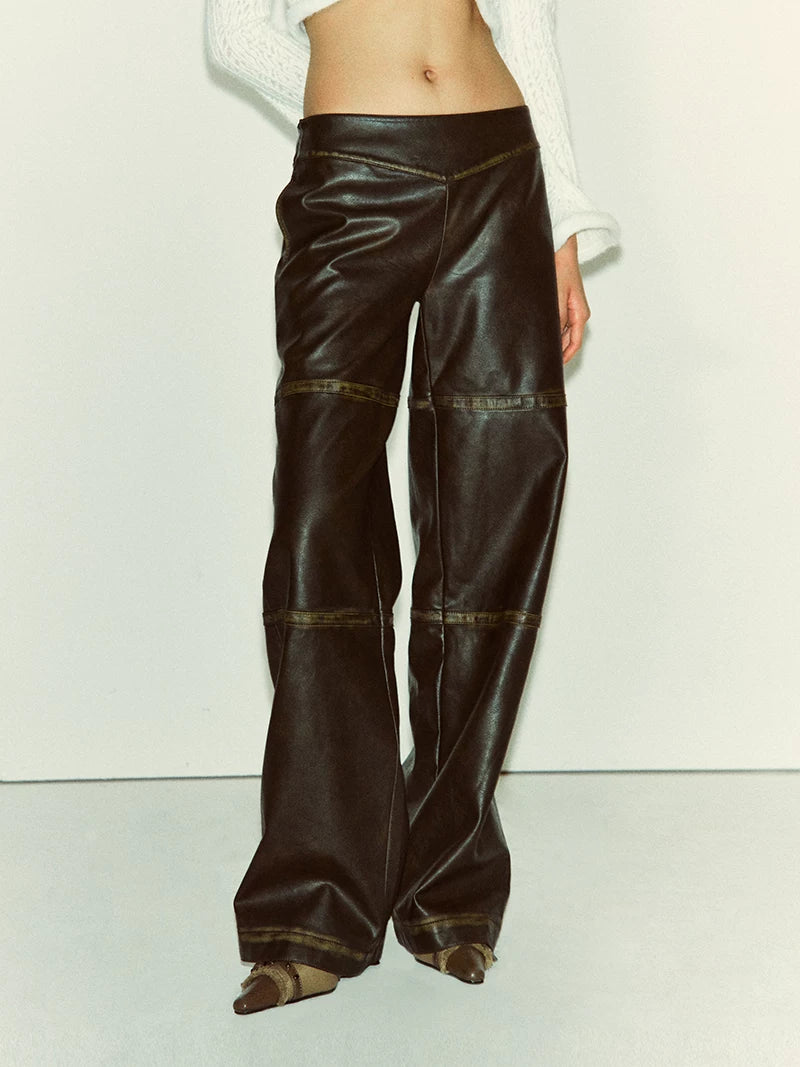 Distressed Faux Leather Straight-Leg Pants - view 3