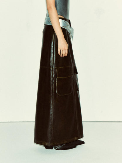 Maxirock aus Faux-Leder im Used-Look - Ansicht 4