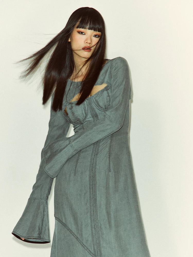 Distressed Denim Dress Set - view 5