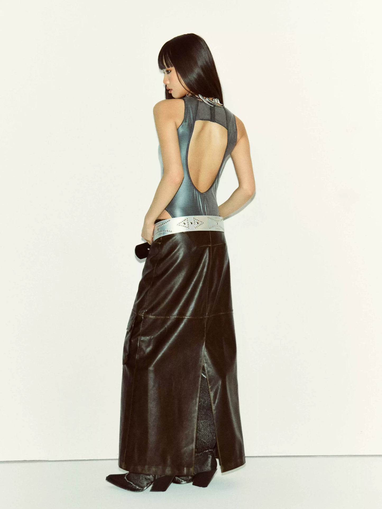 Metallic Open-Back Bodysuit - view 5