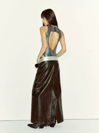 Metallic Open-Back Bodysuit - view 5