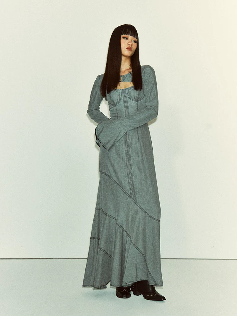 Distressed Denim Dress Set - view 2