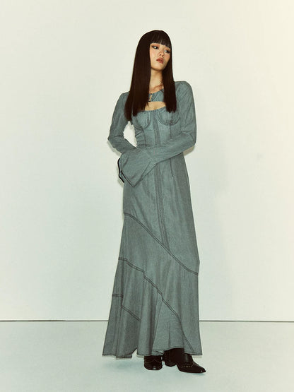 Distressed Denim Dress Set - view 2
