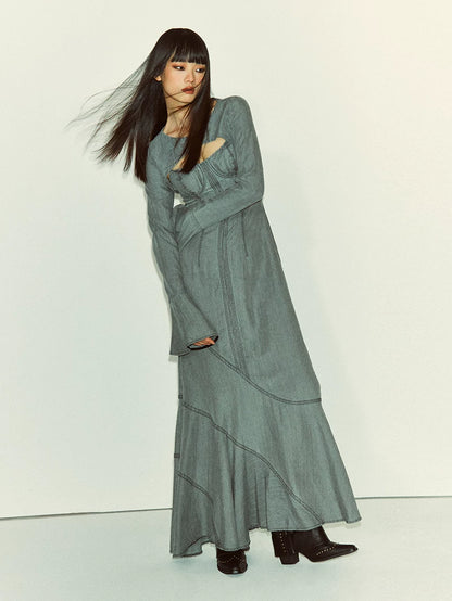 Distressed Denim Dress Set - view 3
