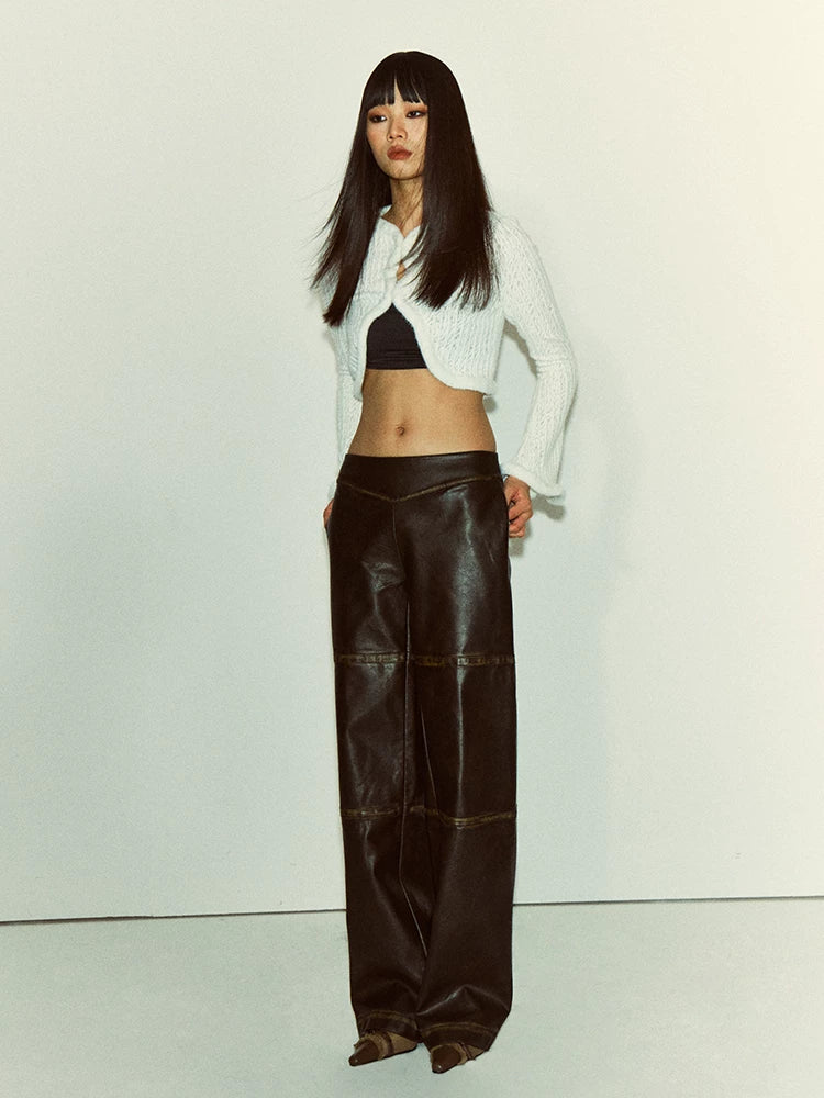 Distressed Faux Leather Straight-Leg Pants - view 2