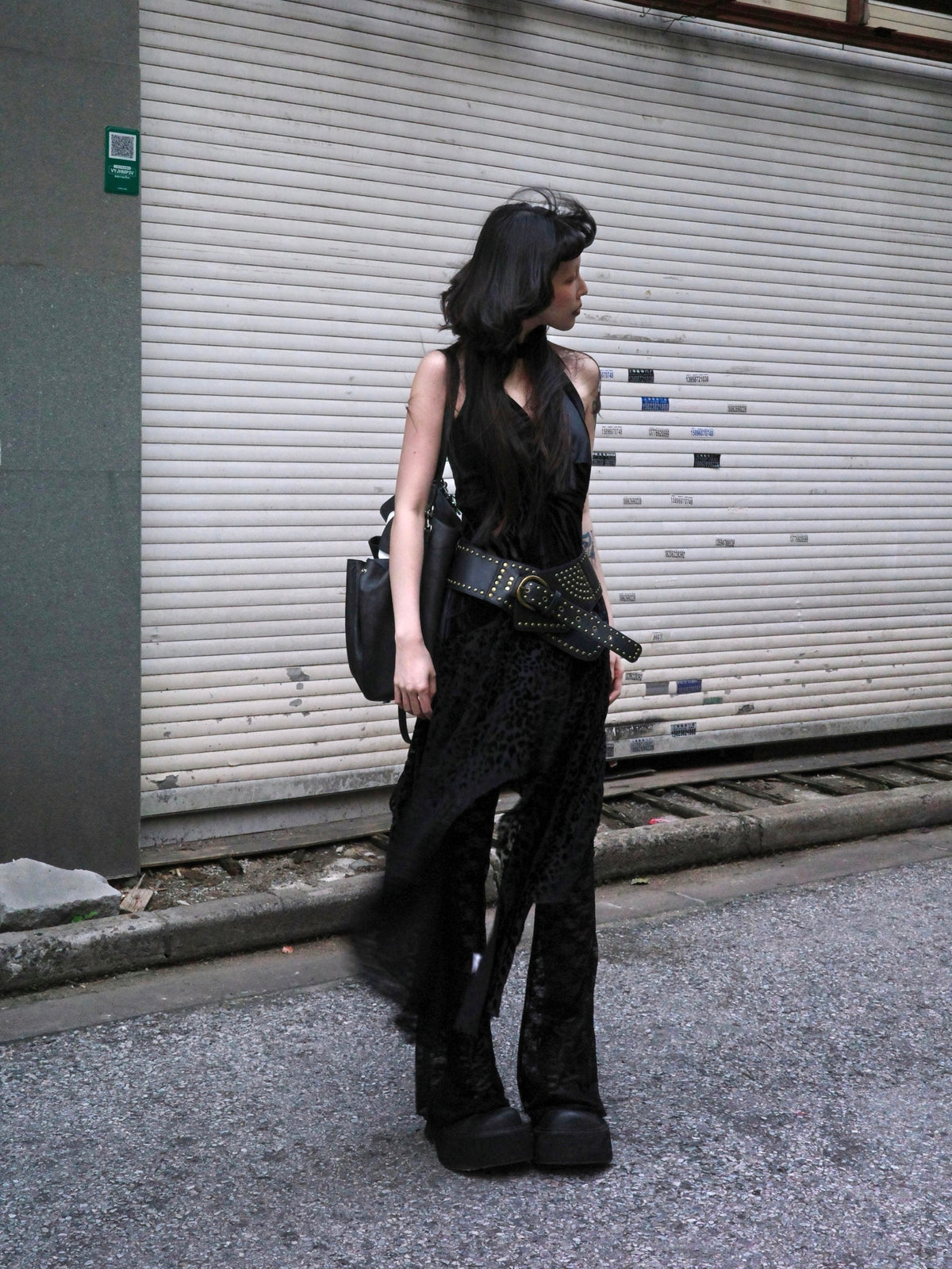 Velvet & Faux Leather Halter Dress — Worn by Should I