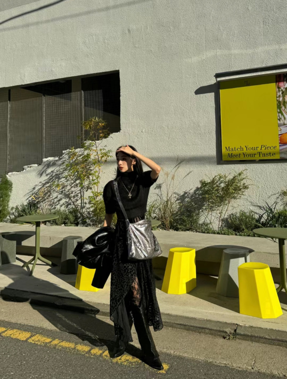 Velvet & Faux Leather Halter Dress — Worn by Should I