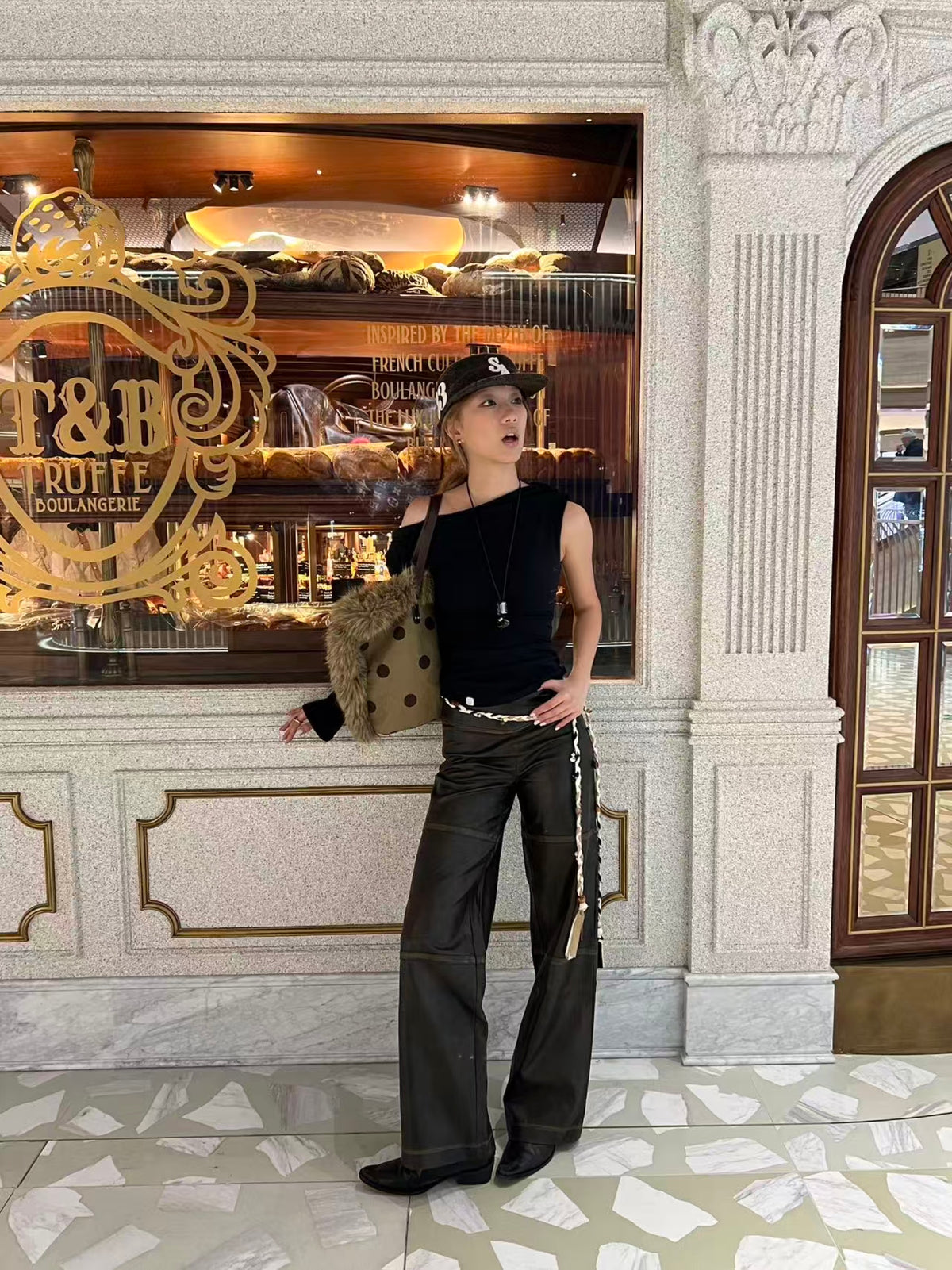 Distressed Faux Leather Straight-Leg Pants — Worn by Should I