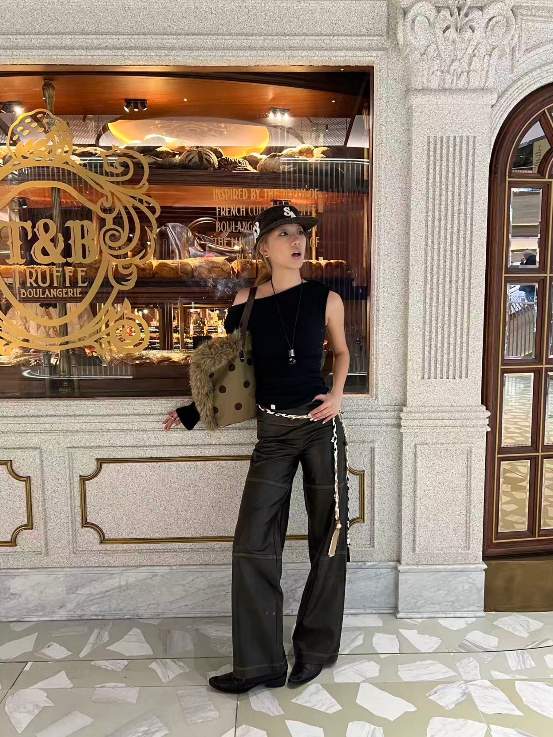 Distressed Faux Leather Straight-Leg Pants — Worn by Should I